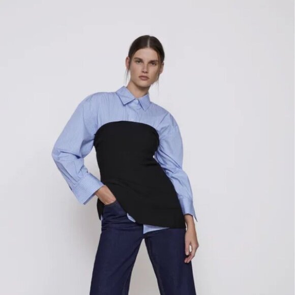 Rare! Zara Peplum Waist Black Strapless Knit Tube Top Size S NEW WITH TAG! - Picture 9 of 10